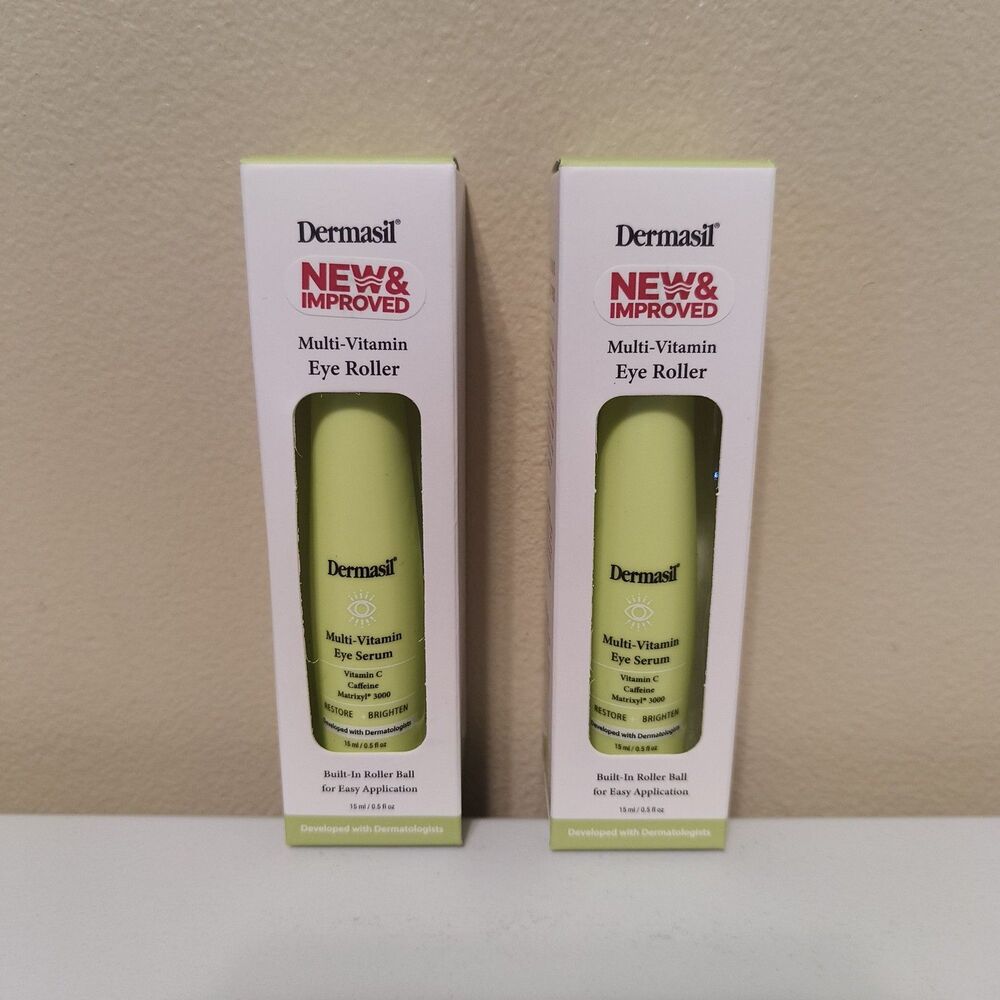 Dermasil Multi-Vitamin Eye Roller Serum Vitamin C Caffeine Matrixyl 0.5oz 2 Pack